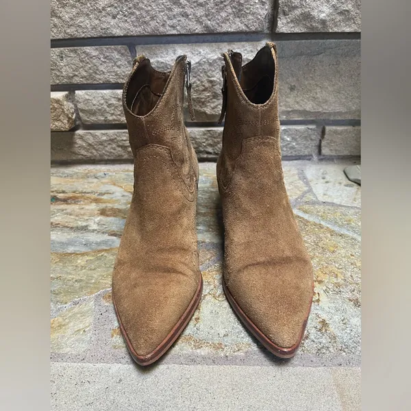 Dolce Vita Solow Suede Pointed Toe Cowboy Western Boots Suede Brown Tan 7.5 - Image 3