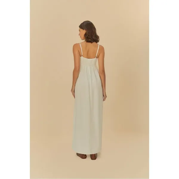NWOT Farm Rio Linen Blend White Sleeveless Maxi Dress Size L - Image 4