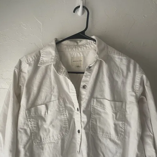 American Eagle S White Cotton Denim Western Embroidered Jacket Coastal Cowgirl‎ - Image 4