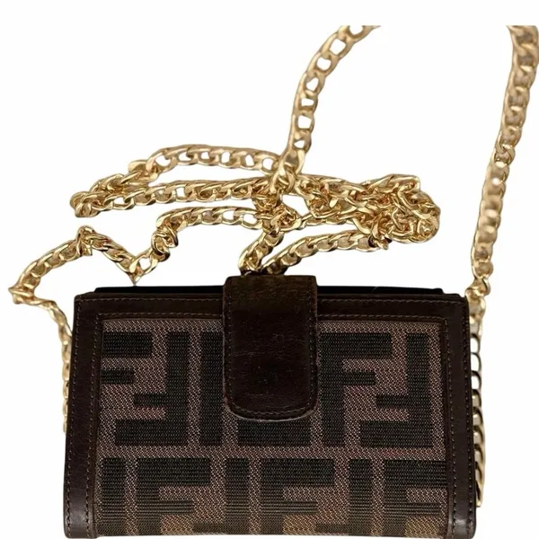 Fendi Zucca Kiss-Lock FF Monogram Brown Wallet|WOC Bag|COA - Image 9