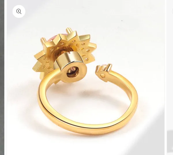 Dainty Sunflower Anxiety Fidget Spinner Ring in Solid Copper Gold - Image 3