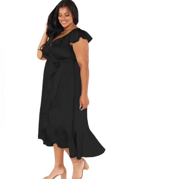 NWT‎ Show me your mumu Samantha Ruffle Wrap Dress black Sz 3X missing belt - Image 3