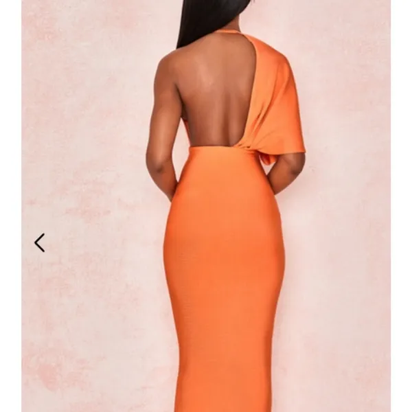 House of CB Clemence Maxi Orange Bandage Dress Womens Large - Image 5