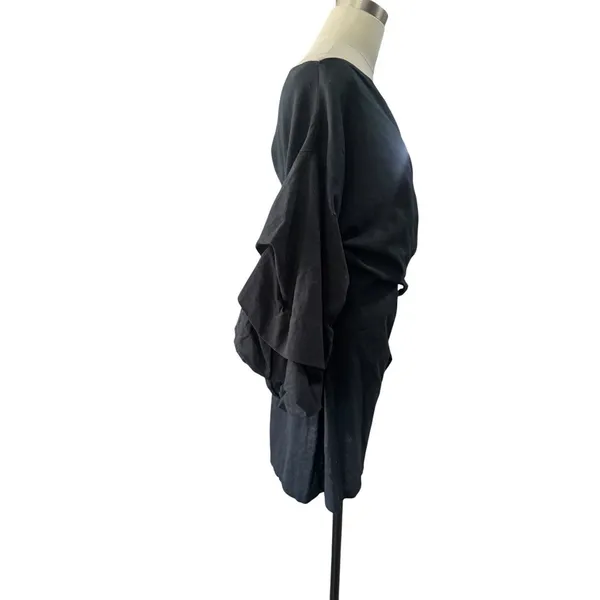 Lioness Cha Cha Wrap Mini Dress Women's M Black Off Shoulder Cocktail Party - Image 5