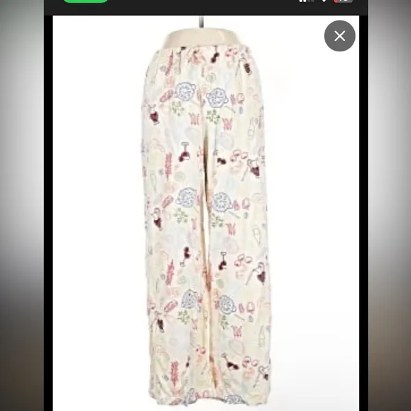 Sincerely Jules wine, pepper, pasta printed linen wide leg tie waisted pants $78 - Image 2