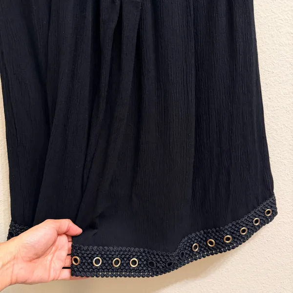 MISA Los Angeles KOVA Cropped Pants‎ XS Black Rayon Wide Leg Grommet Hem* - Image 5