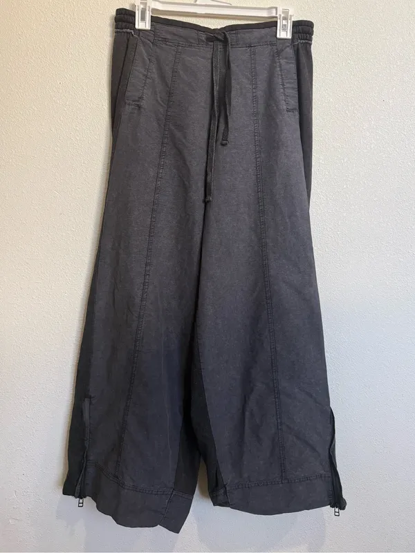 Daily Practice Anthropologie Charcoal Wide Leg Zip Hem Pants Utility Y2K - Image 4