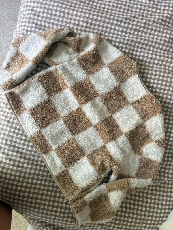 Abercrombie & Fitch checkered sherpa liner jacket in stone and tan - Image 6