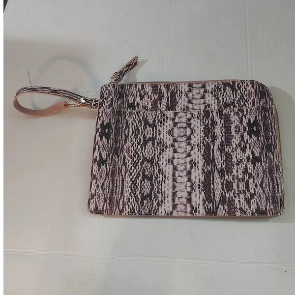 Pink Faux Crocodile Wristlet Accessory Casual Animal Print Boho Rocker Party - Image 2