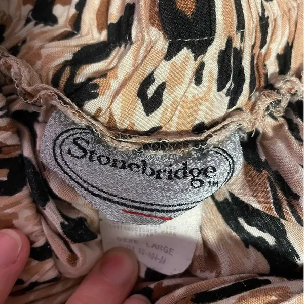 Vintage Maxi Skirt L Cheetah Print Pull On Boho Floral Hippie Rayon - Image 4