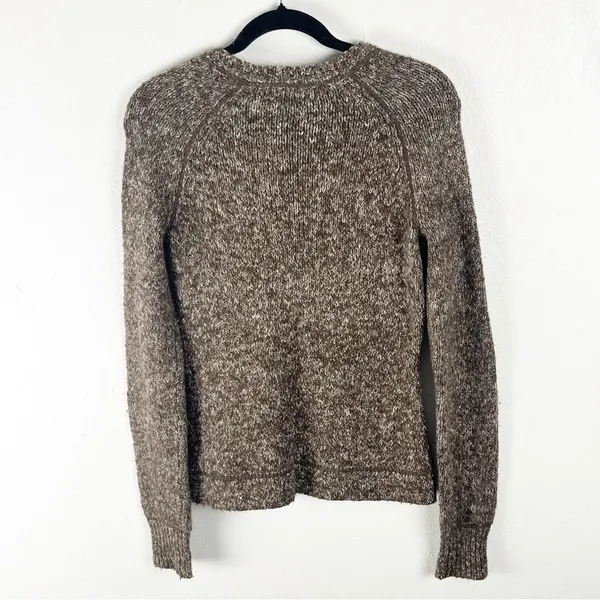 PRANA Brown Marled Long Sleeves V-Neck Knit Sweater Size Medium Cabin Neutral - Image 2