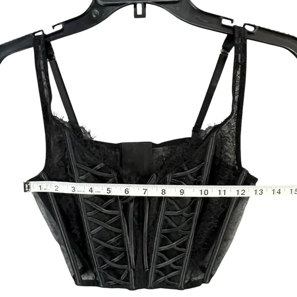 Victorias Secret Dream Angels Corset Top Womens M Black Unlined Lace Up Romantic - Image 11