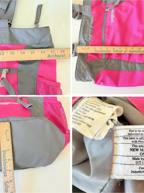 JanSport Ella Daily Tote Handbag Carryall Duffel Bag Pink and Gray 17x13" - Image 11