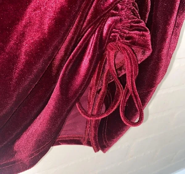 Velvet red dress plum ruched In front‎ left side 2xl stretch - Image 3