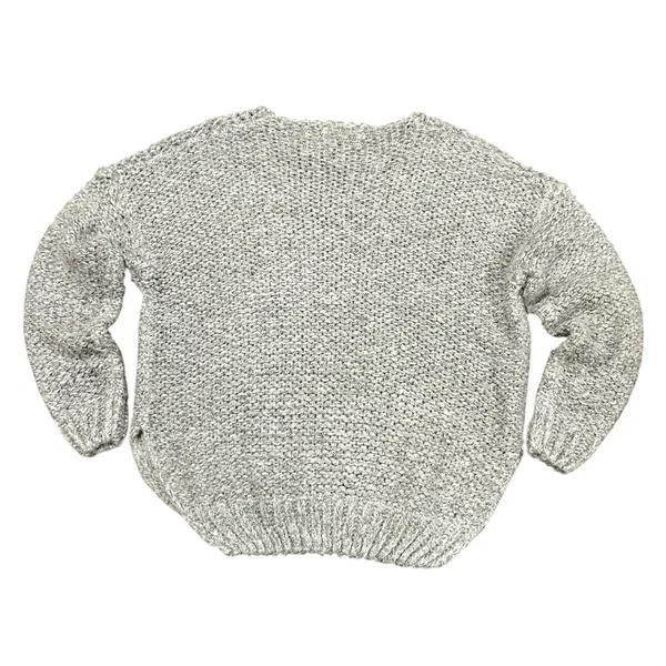 AZZ Fashion Wear Gray Marl Chunky Knit V-Neck Sweater Women Size L Popcorn Knit - Image 4