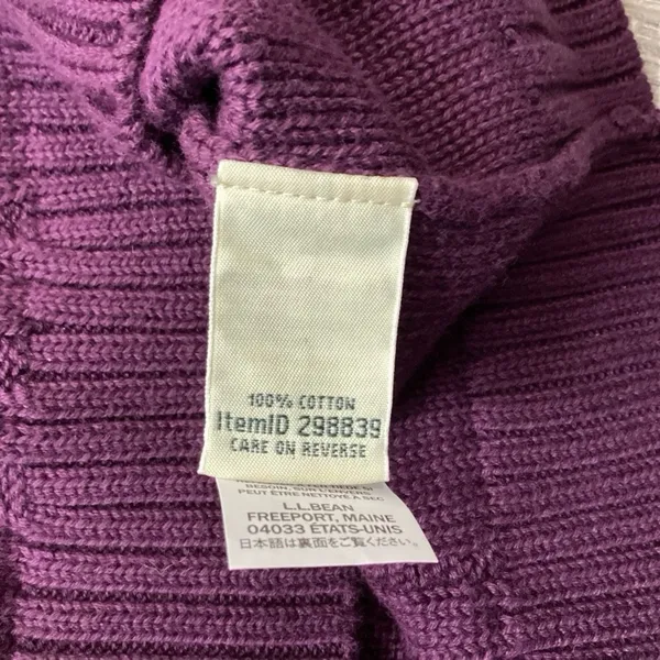 LL Bean Purple‎ Double L Mixed Cable Crew Neck Pullover Cotton Sweater LARGE Purple - Image 10