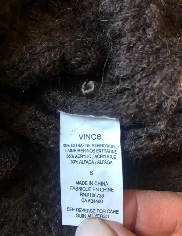 Vince Chunky Fisherman Knit Hooded Sweater Size S Alpaca Wool Blend - Image 7