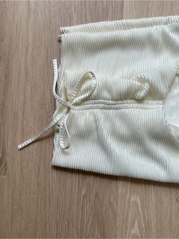 Peppermayo One-Shoulder Ivory Ribbed Crop Top - Image 4