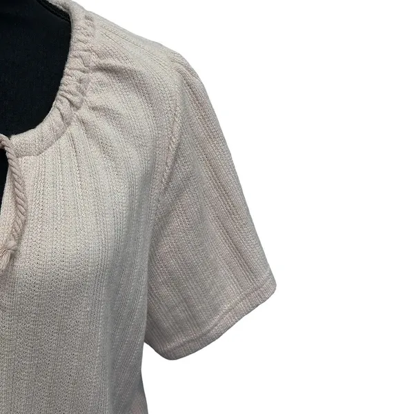 Madewell Women's Size M Medium Pointelle Tie Neck Tunic Avalon Pink‎ Top - Image 3