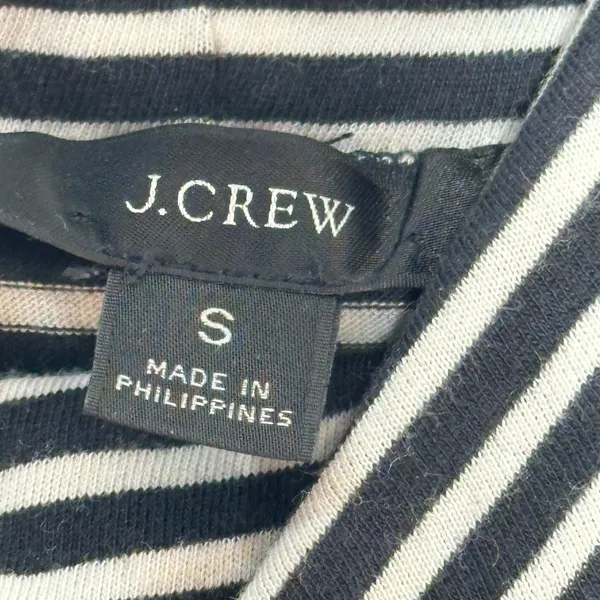 J.Crew Re-Imagined Black‎ White Striped Cotton Turtleneck Top Small Long Sleeve - Image 3