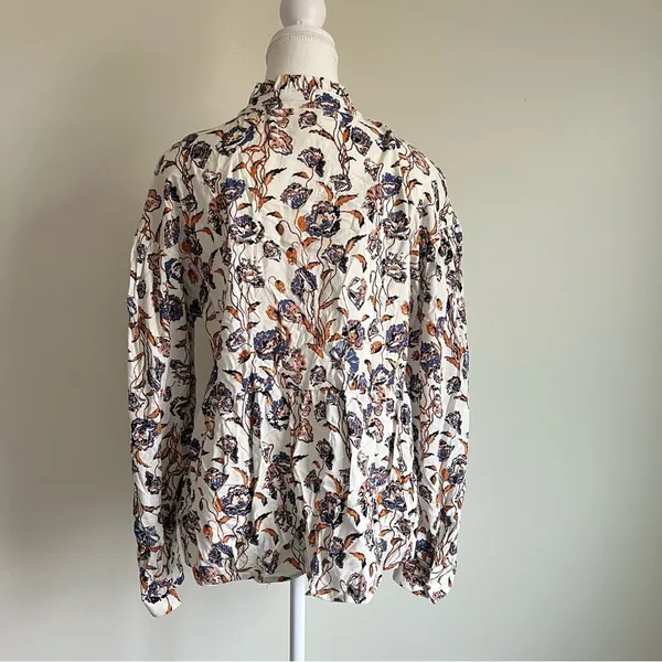 Anthropologie Porridge Keegan Ruffled Floral Babydoll Blouse Small Long Sleeve - Image 8