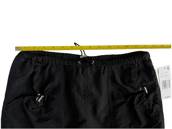 Honey&Sparkle NWT Sz M Black Nylon Utility Cargo Mini Skirt Drawstring Waist - Image 7