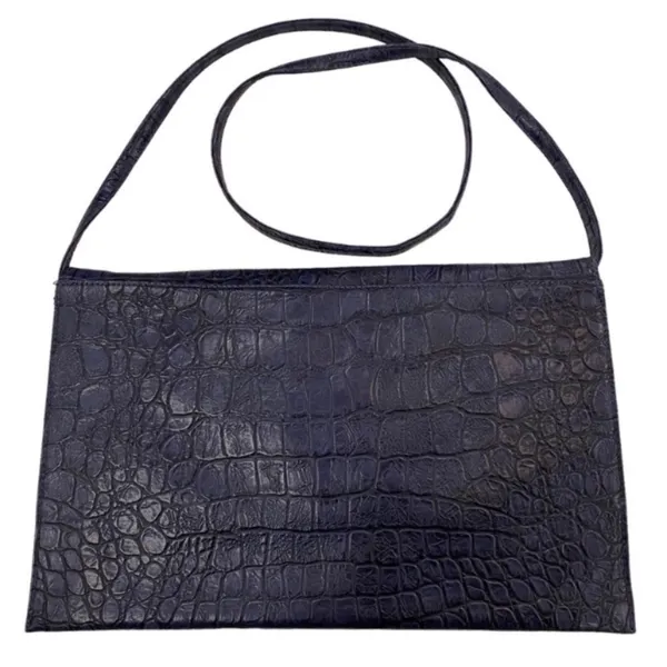 Brahmin Leather Envelope Bag Croc Detail Leather Crossbody Laptop Bag By Orange Caramel - Image 4