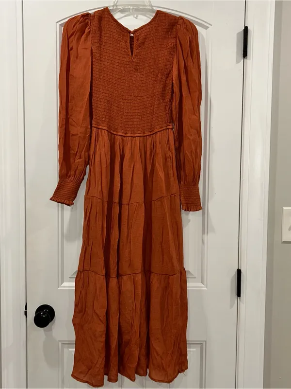 Blu Pepper Rust Smocked Bodice Maxi Dress - Image 7