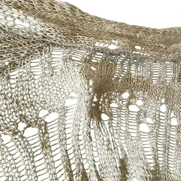 Eileen Fisher Linen Beige Embroidered Knitted Open Cardigan Sweater SZ XS - Image 6