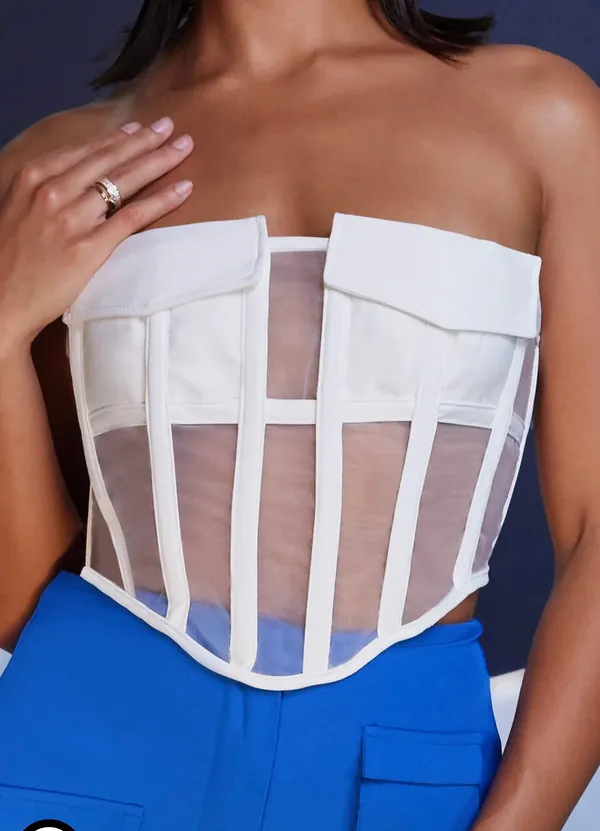 Club L White Strapless Utility Pocket Corset Top - Image 3