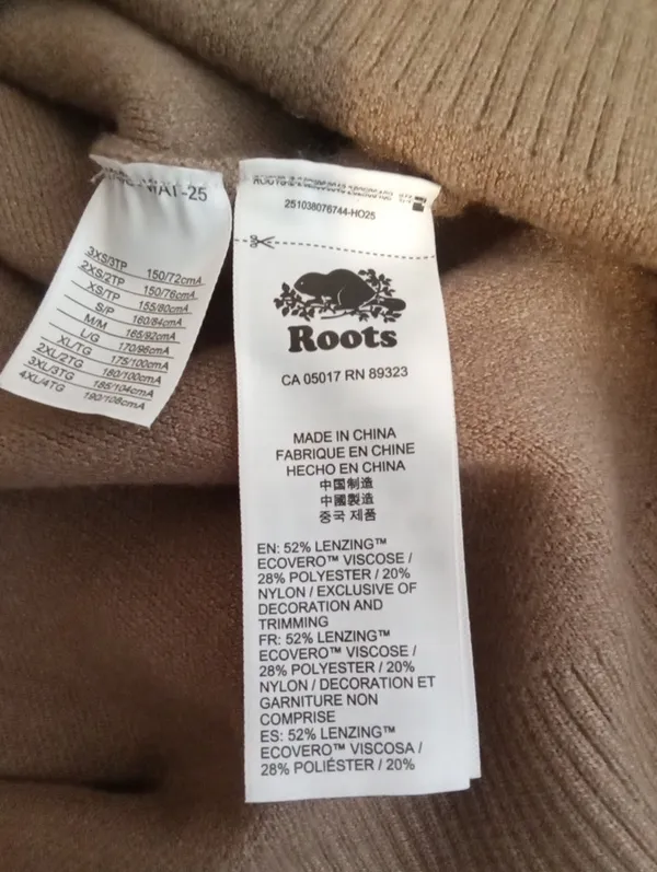 Roots Womens XL Camel Tan Pull Over Hoodie Lenzing Ecovero Viscose Blend - Image 9