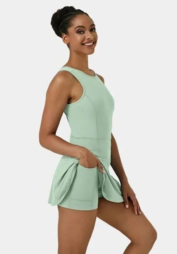 Halara Everyday Stretchy 2in1 Flare Golf Dress Casual BFF Bean Green NWT XS - Image 3