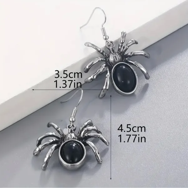 1 Pair Of Gothic Style Drop Earrings Horror Spider‎ Design - Image 9