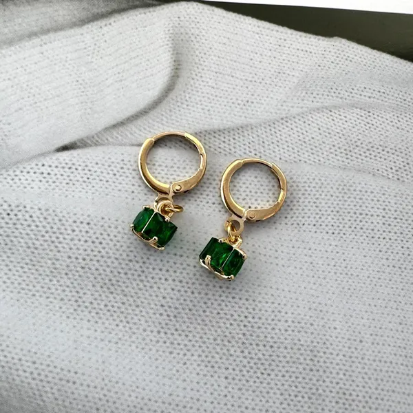 Green Crystal Dangle Drop Earrings for Women - Image 3