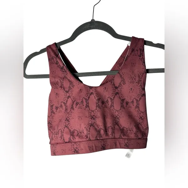 Running Girl Snake Print Sports Bra Women’s Size M Burgundy Black‎ Activewear - Image 3