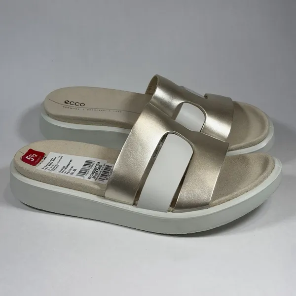 ECCO Size-5.5 Womens‎ Sandal Slide Flowt White Gold - Image 10