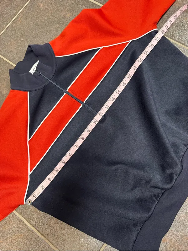 Frame Colorblock Mock Neck 1/4 Zip Pullover Sweatshirt Blue Red Small Retro 90s - Image 10