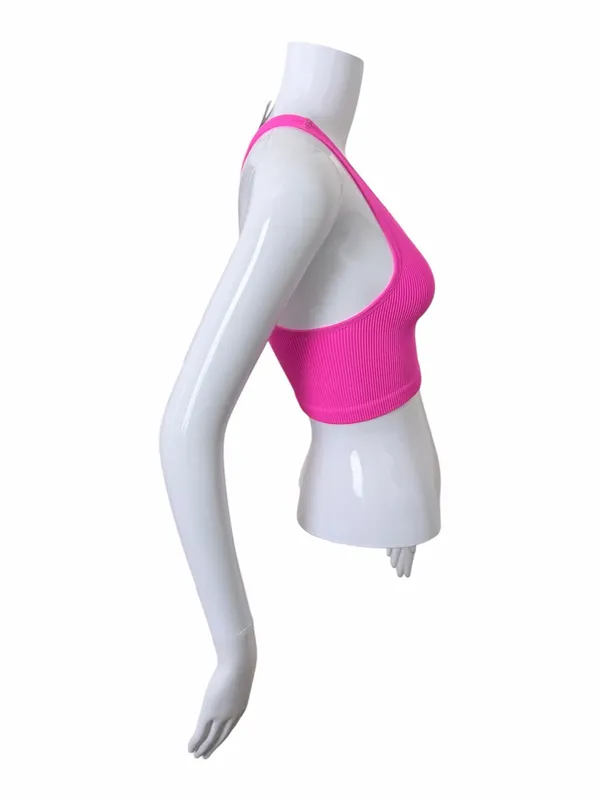 NEW FP Movement Ribbed Racerback Crop Top Size XS Tropical Pink - Image 3