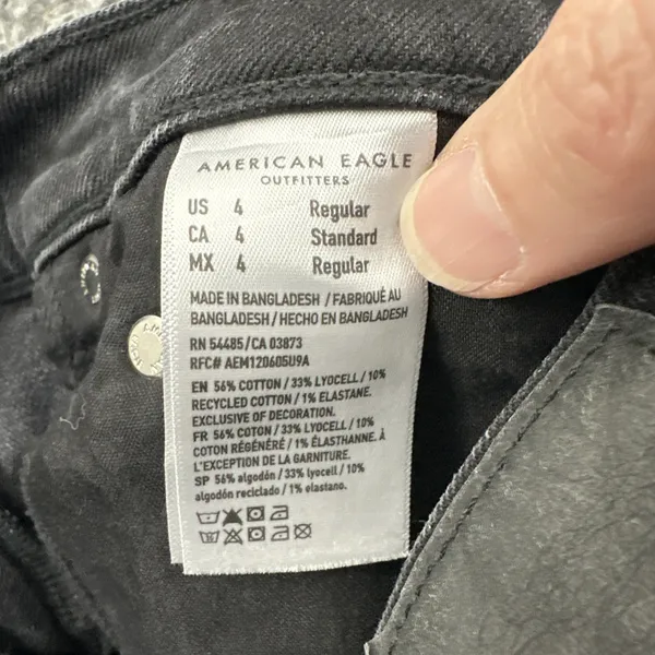American Eagle Super High Rise Ankle Straight Jean‎ Black Boho Women's 4 x 27 - Image 5