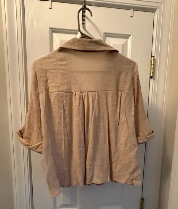 Zara Light Beige Button-Down Relaxed Blouse - Image 2