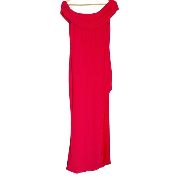 Lovers + Friends Revolve Red Off the Shoulder Side Slit Cocktail Maxi Gown S - Image 2