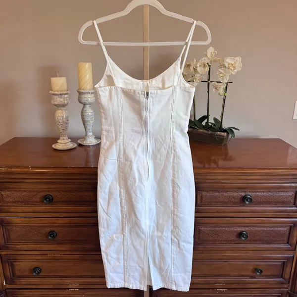 Amanda Uprichard Rocco Midi Denim Dress White Wash XS NWT 100% Cotton - Image 8