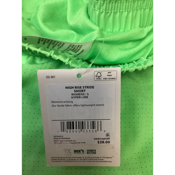 DSG Stride High-Rise Short Womens‎ S Hyper Lime Green Running Athletic CKP9500CN - Image 6