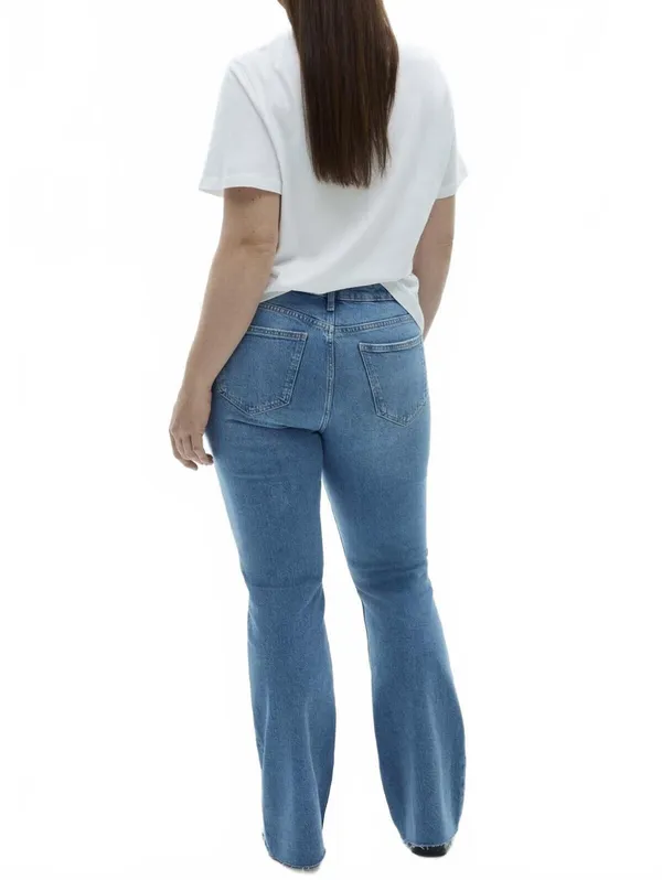 Mango Fiona Flared Mid-Rise Jeans NWT Medium Blue Size 0 (EUR 32) - Image 7