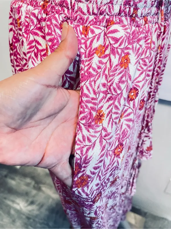 Anthropologie Pink Floral Drawstring Joggers - Image 6