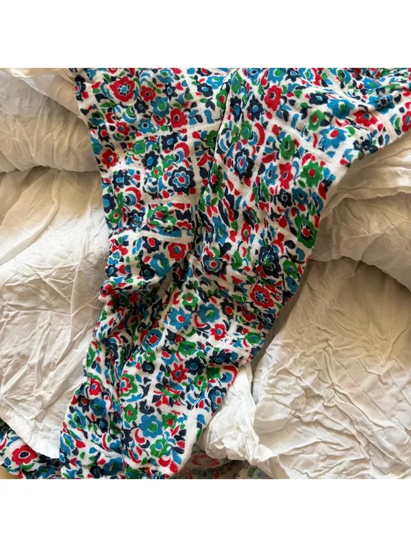 Free People Bali Checked Out Printed Romper Floral Grid Smocked Strapless Large - Image 6