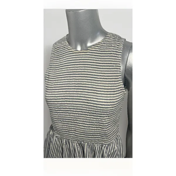 Marine Layer Darcy Smocked Poplin Dress M Pima Cotton NWT Navy Stripe - Image 11