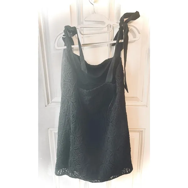 Express Crochet Square Neck Tie Mini Dress with Tie Straps - Image 5