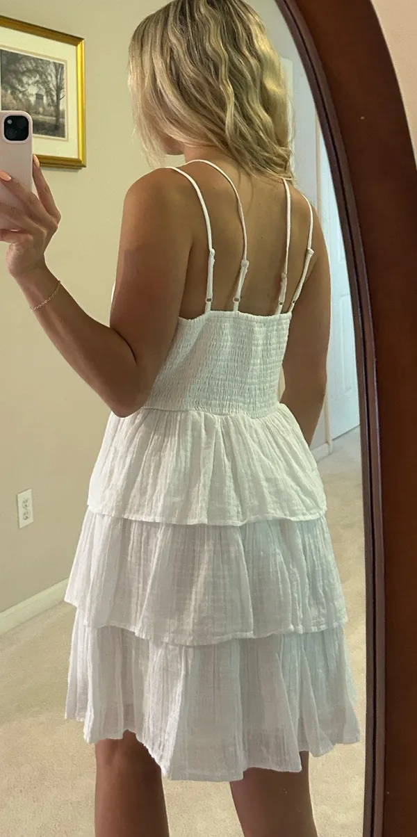 American Eagle White Ruffle Sundress - Image 2