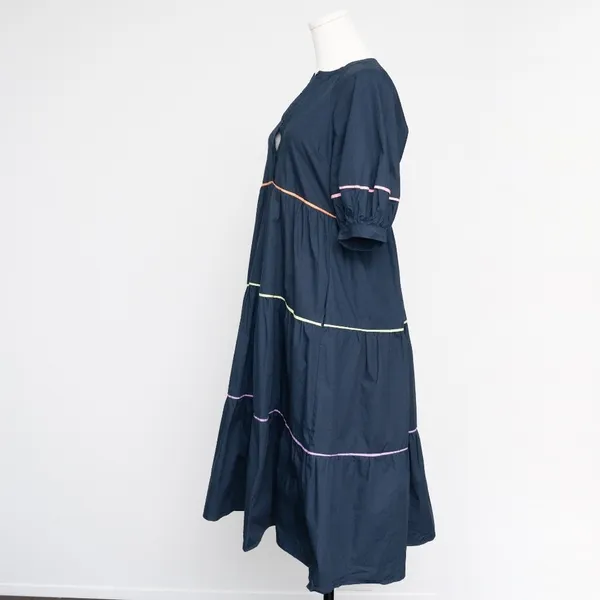 English Factory | Short Puff Sleeve Dress with‎ Piping Detail - Image 6